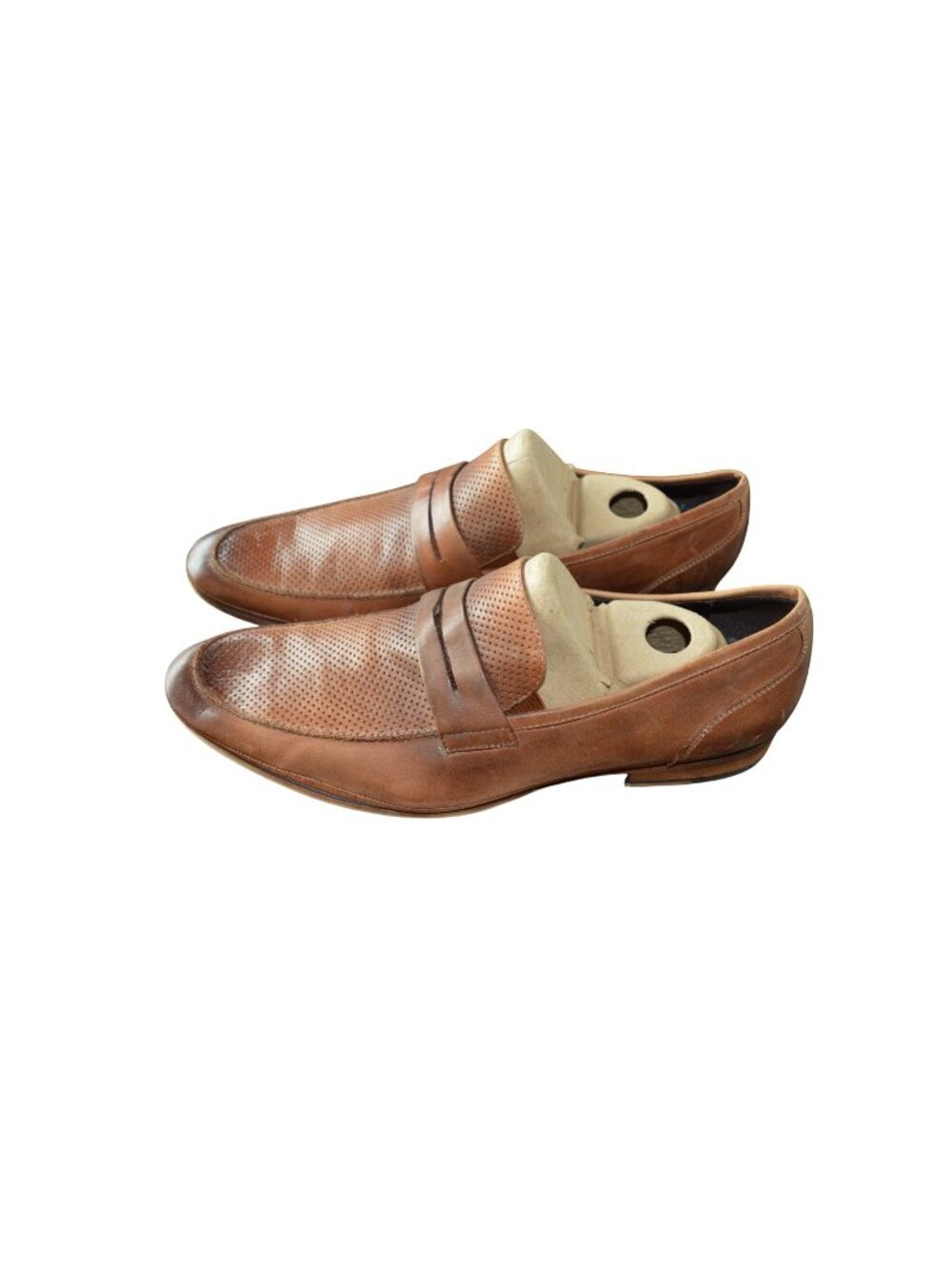 Kenneth Cole Action Plan Cognac Leather Penny Loafers Men's Size 9.5 Gentleman
